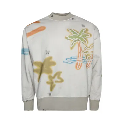 Pre-owned Palm Angels Neon Palm Crew Sweatshirt 'off White/multicolor'