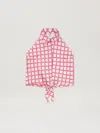 Palm Angels Lapel Sleeveless Shirt In 0b32 Ivory - Fuchsia