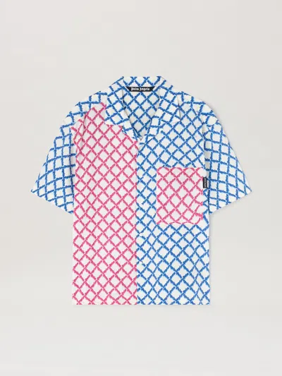 Palm Angels Net Logo Shirt In Blue