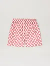 Palm Angels Elastic Waist Swimming Trunks In 0b32 Ivory - Fuchsia