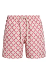 Palm Angels Elastic Waist Swimming Trunks In Ivory - Fuchsia
