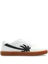 Palm Angels White Logo Leather Sneakers In White