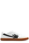 Palm Angels White Logo Leather Sneakers In White Black