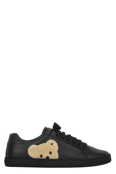 Palm Angels New Teddy Bear Leather Low-top Trainers In Black