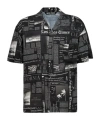 Palm Angels Newspaper Motif Short-sleeved Shirt In Black