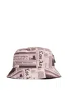 Palm Angels Newspaper Print Bucket Hat In Brown