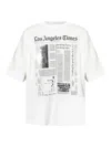 Palm Angels Oversized Newspaper Print T-shirt With Contrasting Graphic In White