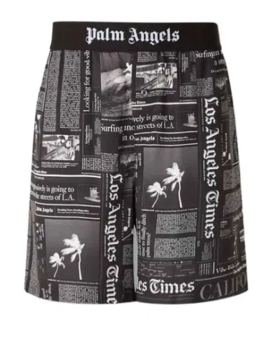 PALM ANGELS PALM ANGELS NEWSPAPER PRINTED BERMUDA SHORTS