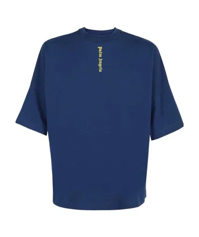 Palm Angels Ns Logo Over Tee Navy Blue Yellow
