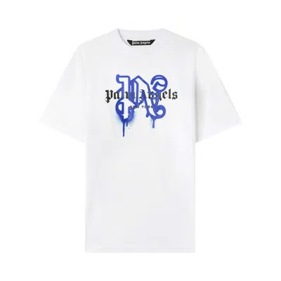 Pre-owned Palm Angels Ny Monogram Spray Tee 'white' | Men's Size L