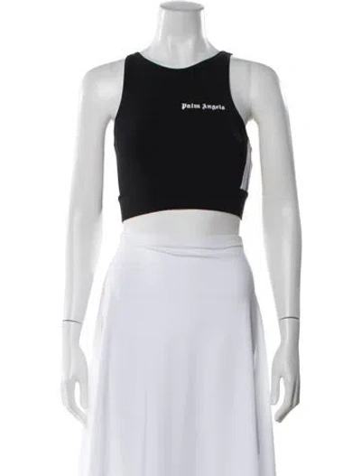 Pre-owned Palm Angels Nylon Graphic Print Crop Top In Black