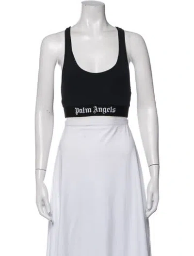 Pre-owned Palm Angels Nylon Scoop Neck Sports Bra In White