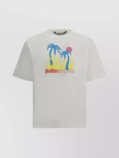 Palm Angels Oasis Blaze Graphic Print T-shirt In White