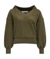 Palm Angels Off-shoulder Sweatshirt In Green