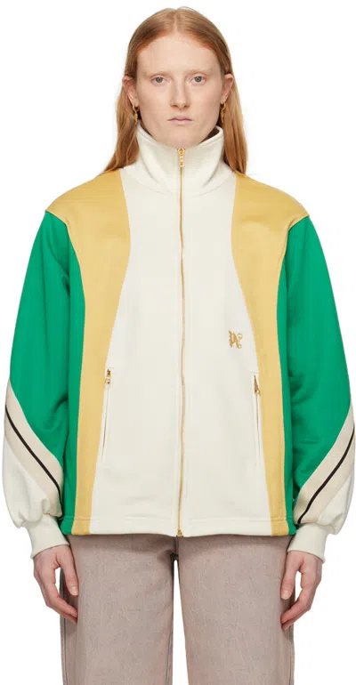 PALM ANGELS OFF-WHITE & GREEN MONOGRAM TRACK JACKET
