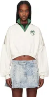 Palm Angels Off-white & Green Oval Palm Sweatshirt In Off White Fore