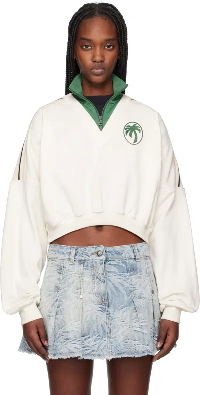 PALM ANGELS OFF-WHITE & GREEN OVAL PALM SWEATSHIRT