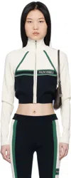 Palm Angels Off-white & Navy Racing Zip Jacket In Navy Blue