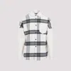 PALM ANGELS OFF WHITE BACK LOGO CHECK COTTON OVERSHIRT