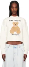 Palm Angels Bear In Mind Cotton Sweatshirt In Off White Brown