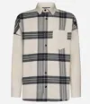 Palm Angels Oversized Check Overshirt For Men In Off White