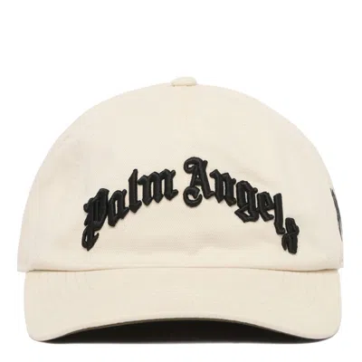 Palm Angels Off White Cotton Embroidered Hats In Neutral