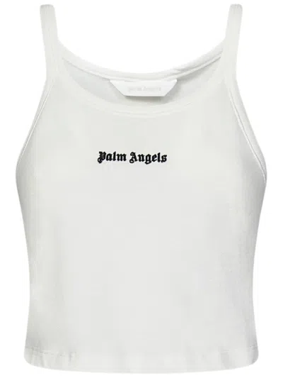 PALM ANGELS OFF-WHITE COTTON TANK TOP