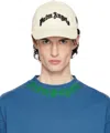 Palm Angels Off-white Curved Logo Cap In White - Black
