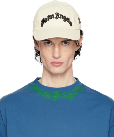 Palm Angels Off-white Curved Logo Cap In White - Black