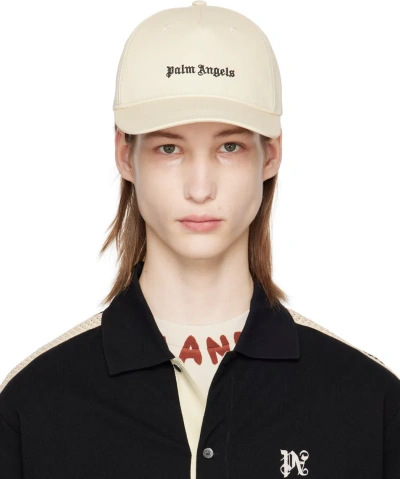 Palm Angels Off-white Logo Cap In Off White Black