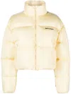 Palm Angels Off White Logo-embroidered Puffer Jacket In Off White