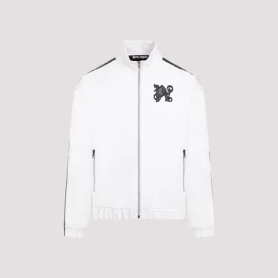 PALM ANGELS OFF WHITE MONOGRAM LEATHER JACKET