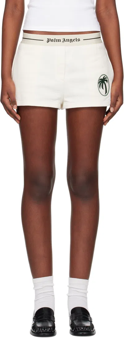 PALM ANGELS OFF-WHITE OVAL PALM SWEAT SHORTS