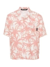Palm Angels Bowling Shirt With Palms Motif In Nude & Neutrals