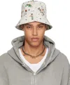Palm Angels Off-white Pin Up All Over Bucket Hat In Ivory - Multicolor