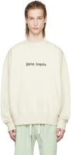 Palm Angels "classic Logo" Merino Wool And Cashmere Sweater In White Black
