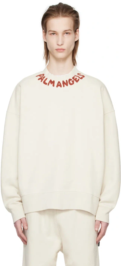 Palm Angels Off White Printed Sweatshirt In Off White Red