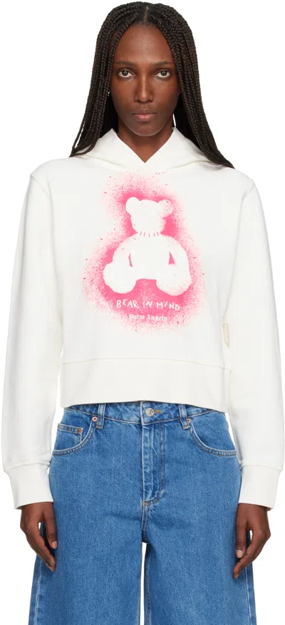 Palm Angels Off-white Spray Bear Fitted Hoodie