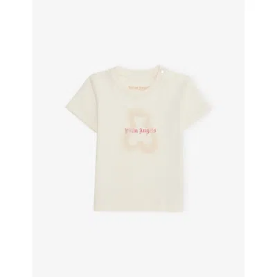 Palm Angels Babies' Spray-bear Graphic-print Cotton T-shirt 9- In White