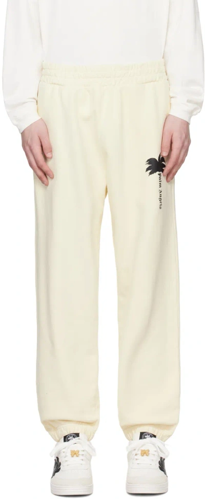 Palm Angels Off-white 'the Palm' Sweatpants In Off White Black