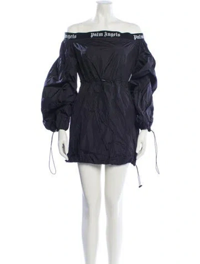 Pre-owned Palm Angels Off-the-shoulder Mini Dress In Blue