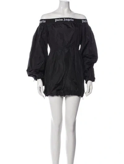 Pre-owned Palm Angels Off-the-shoulder Mini Dress In Gray
