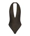 Palm Angels Open Back One Piece Swimsuit In Black