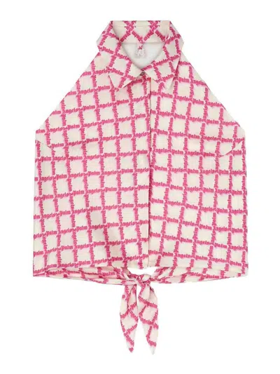 Palm Angels Lapel Sleeveless Shirt In Pink