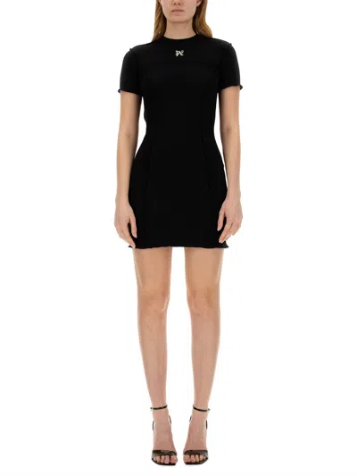 Palm Angels Open Back T-shirt Minidress In Black