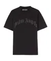 Palm Angels Black Crewneck T-shirt With Maxi Logo Print On The Front In Cotton Man In Black