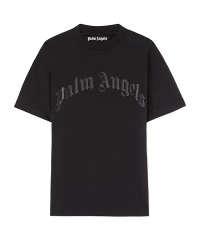 PALM ANGELS PALM ANGELS CURVED LOGO PRINTED CREWNECK T-SHIRT