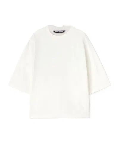 Palm Angels Open-necked Black Shirt In White