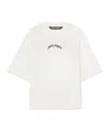 Palm Angels White Black Curved Logo T-shirt In White