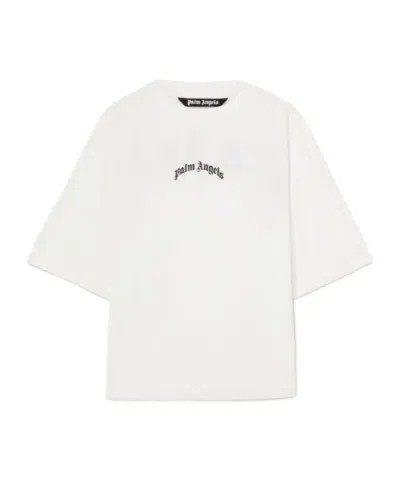 PALM ANGELS PALM ANGELS CURVED-LOGO CREWNECK T-SHIRT